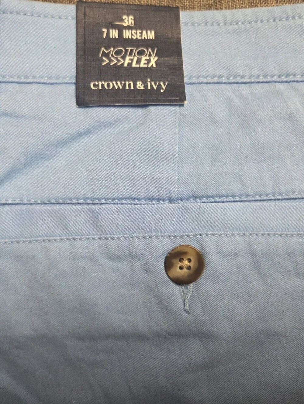 NWT Men's crown & ivy Pale Blue Flat-Front Shorts Size 36